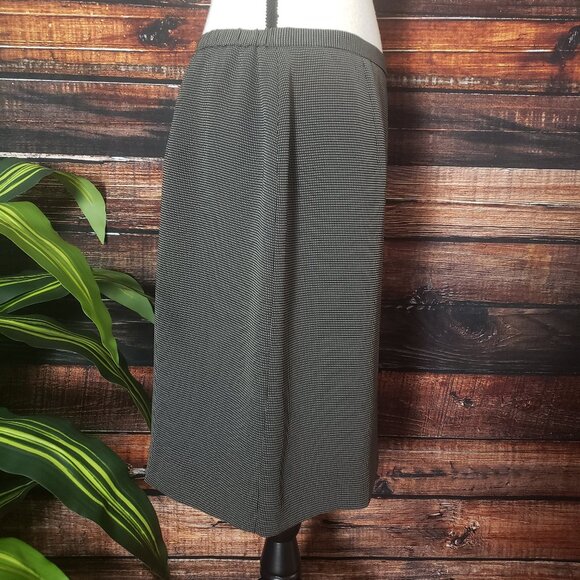 Karen Scott Skirt Size 14 Petite Black Cream Check Lined Zip Back - Picture 6 of 8